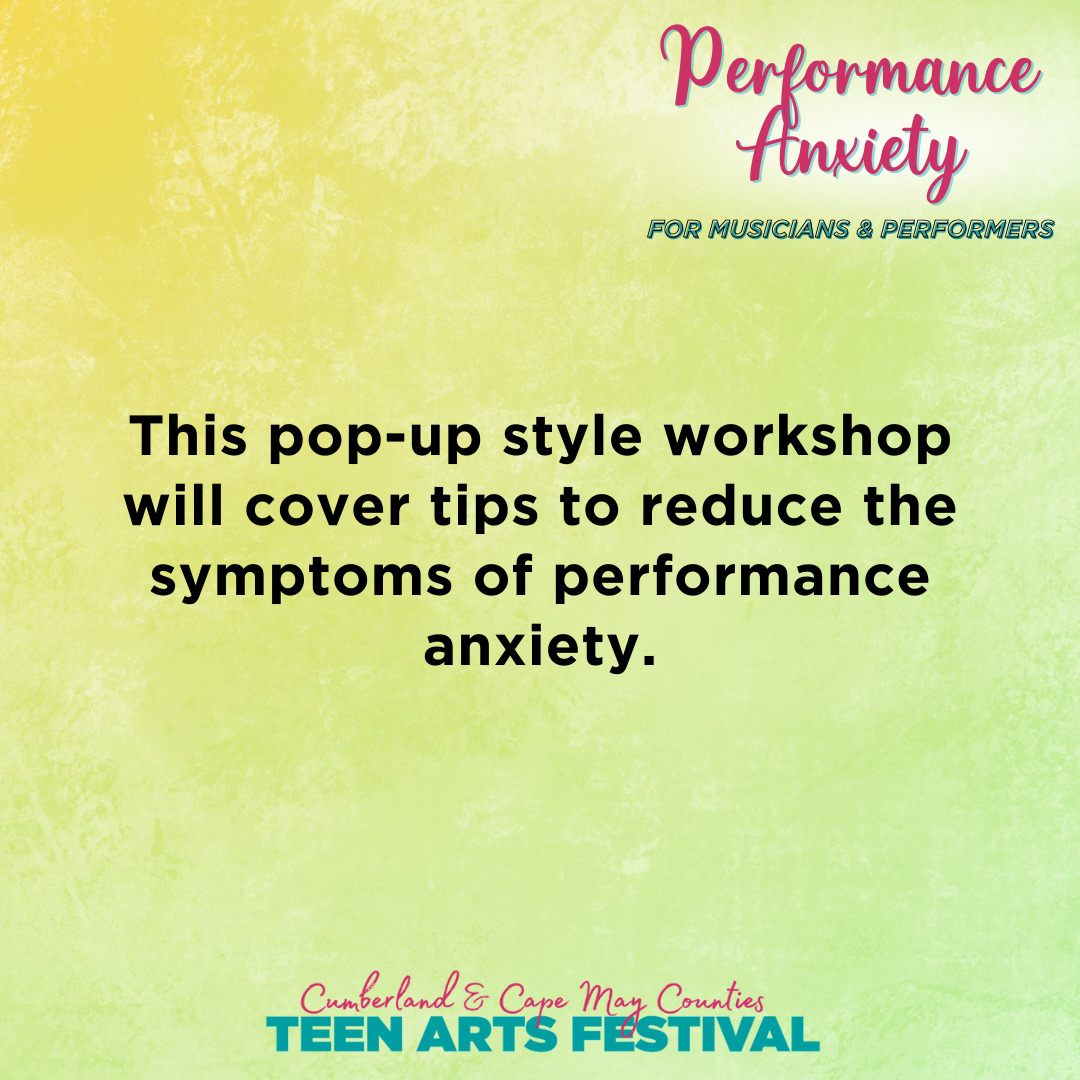 This pop-up style workshop will cover tips to reduce the symptoms of performance anxiety.