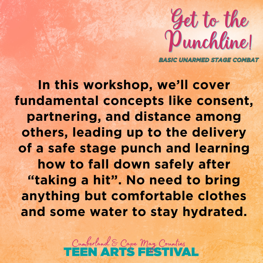 In this workshop, we’ll cover fundamental concepts like consent, partnering, and distance among others, leading up to the delivery of a safe stage punch and learning how to fall down safely after “taking a hit”. No need to bring anything but comfortable clothes and some water to stay hydrated.