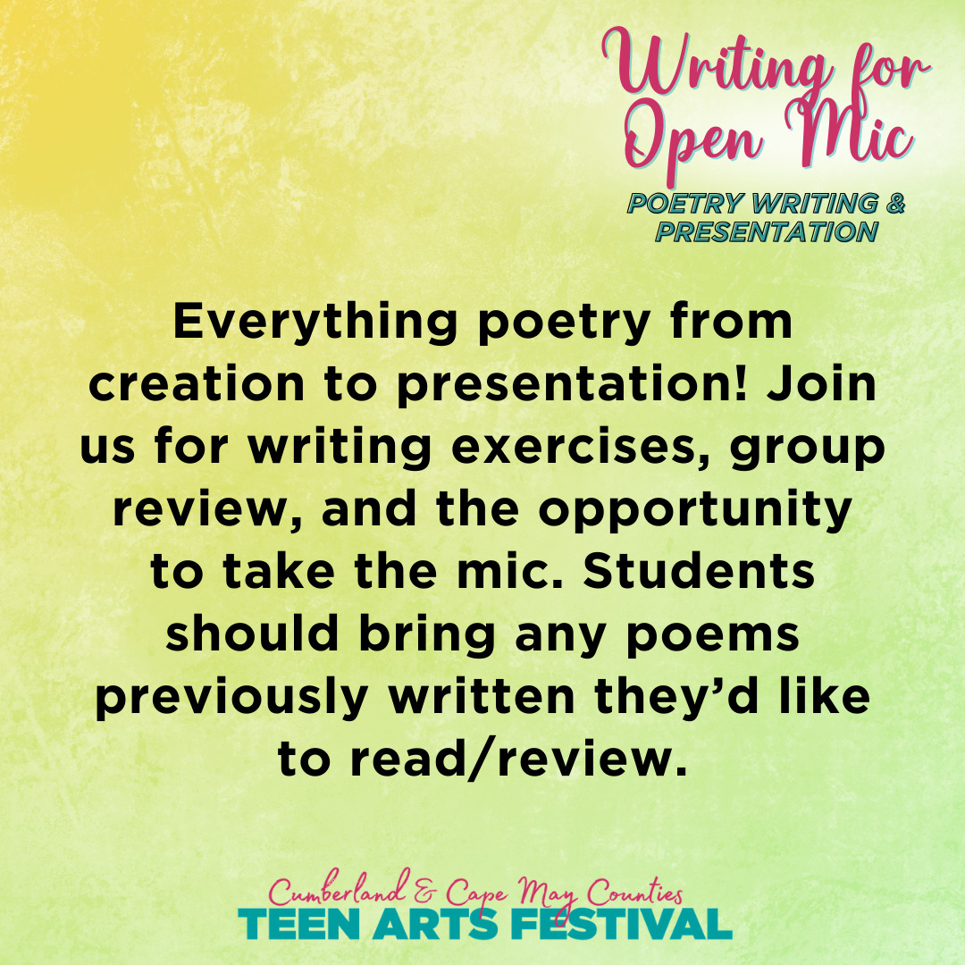 Everything poetry from creation to presentation! Join us for writing exercises, group review, and the opportunity to take the mic. Students should bring any poems previously written they’d like to read/review.