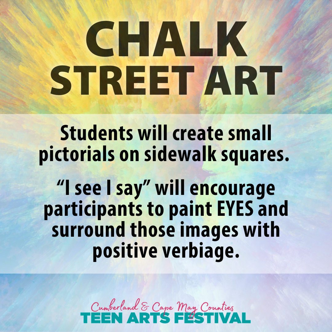 Students will create small pictorials on sidewalk squares. “I see I say” will encourage participants to paint EYES and surround those images with positive verbiage.